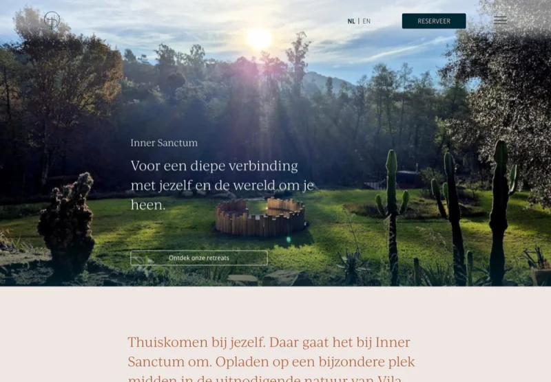Website van Inner Sanctum, retreats in Portugal